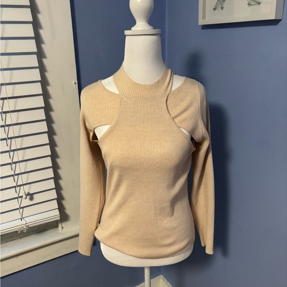 Fashion Union Beige Cowl Neck Sweater